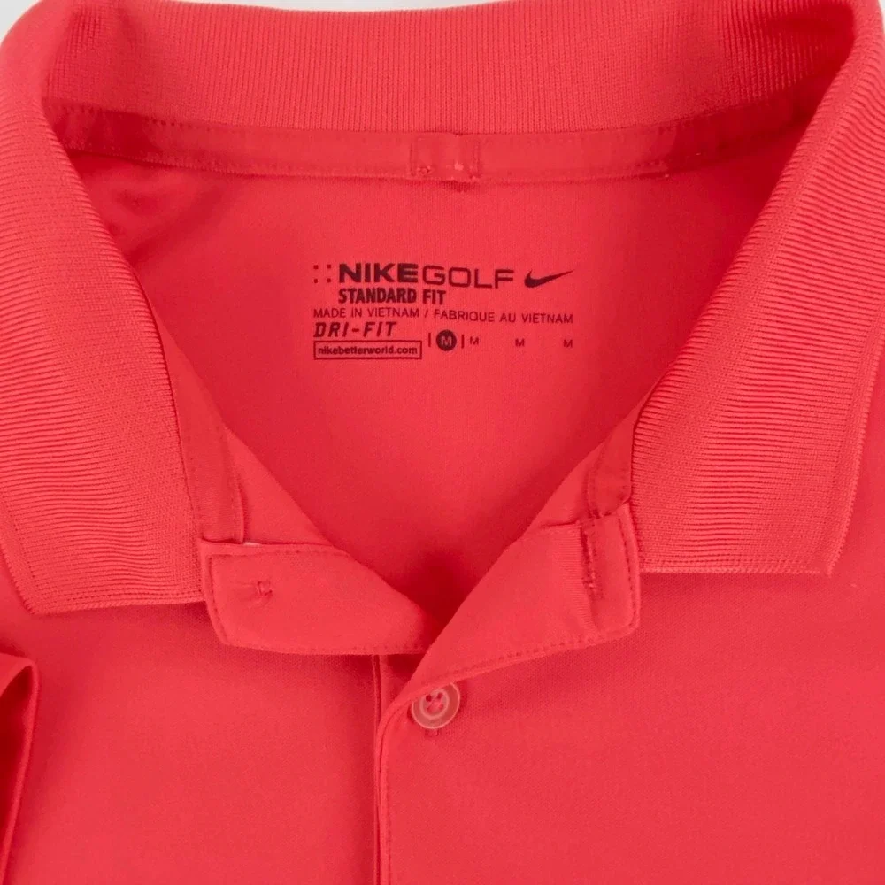 Nike Golf Dri-Fit Polo Shirt Mens M Dri-Fit Red Short Sleeves Standard Fit Soft